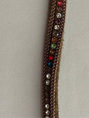 Rainbow Rhinestone Choker on Leather w/ Magnet Closure